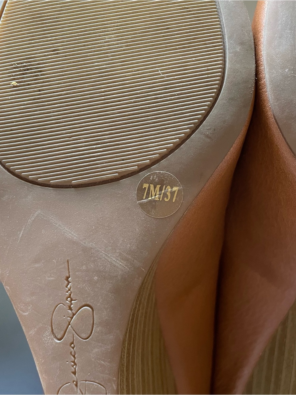 Jessica Simpson Tan Wedges Size 7 - Picture 2 of 9